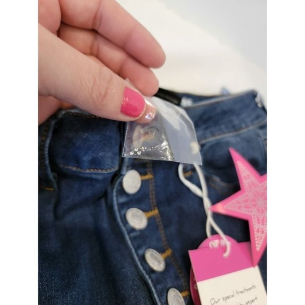 S.O.N.G Fit N Flare 5/27 Dark Wash Jeans Baby Girls Bejeweled on Back Pockets NW - Picture 9 of 10